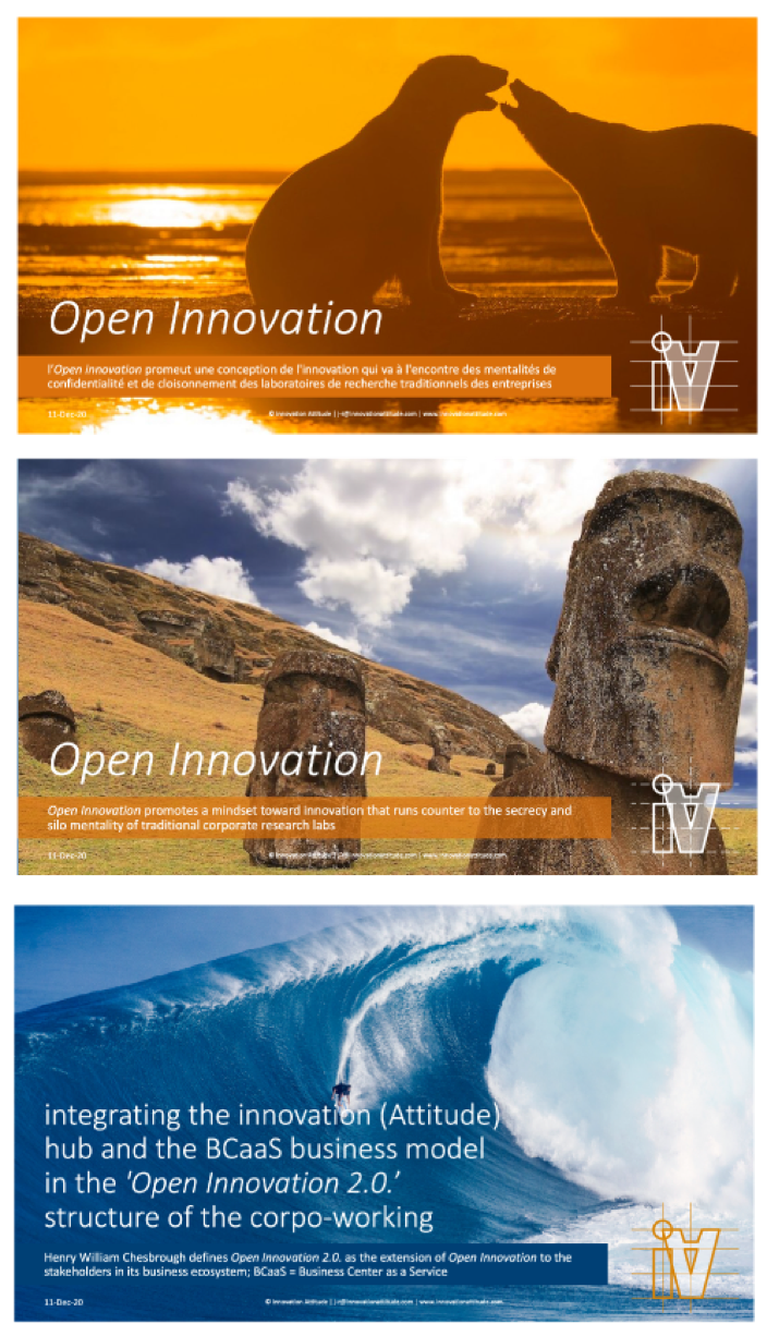 le logo mis en situation dans le contexte des pages du website d' innovation Attitude. 