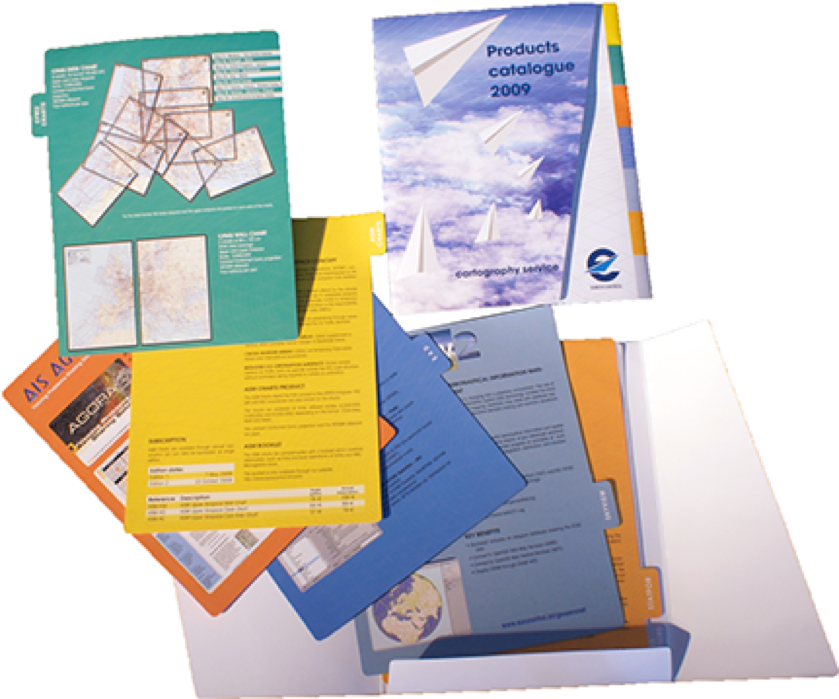 le catalogue des cartes d'eurocontrol avec ses fiches pour chaque produit